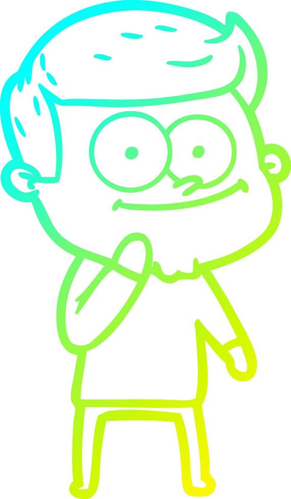cold gradient line drawing cartoon happy man vector