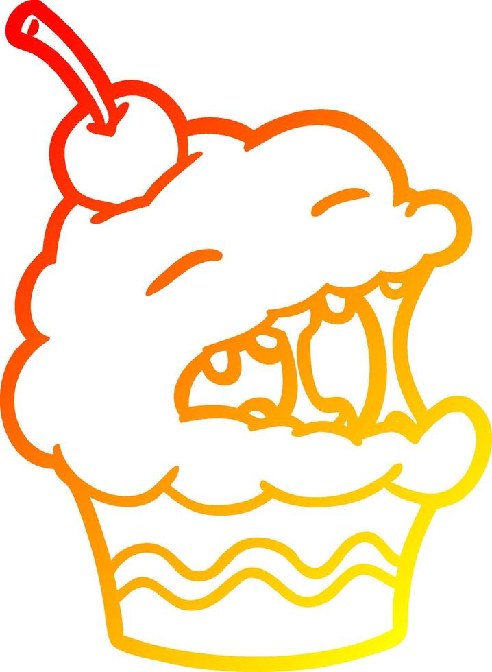 warm gradient line drawing funny cupcake vector