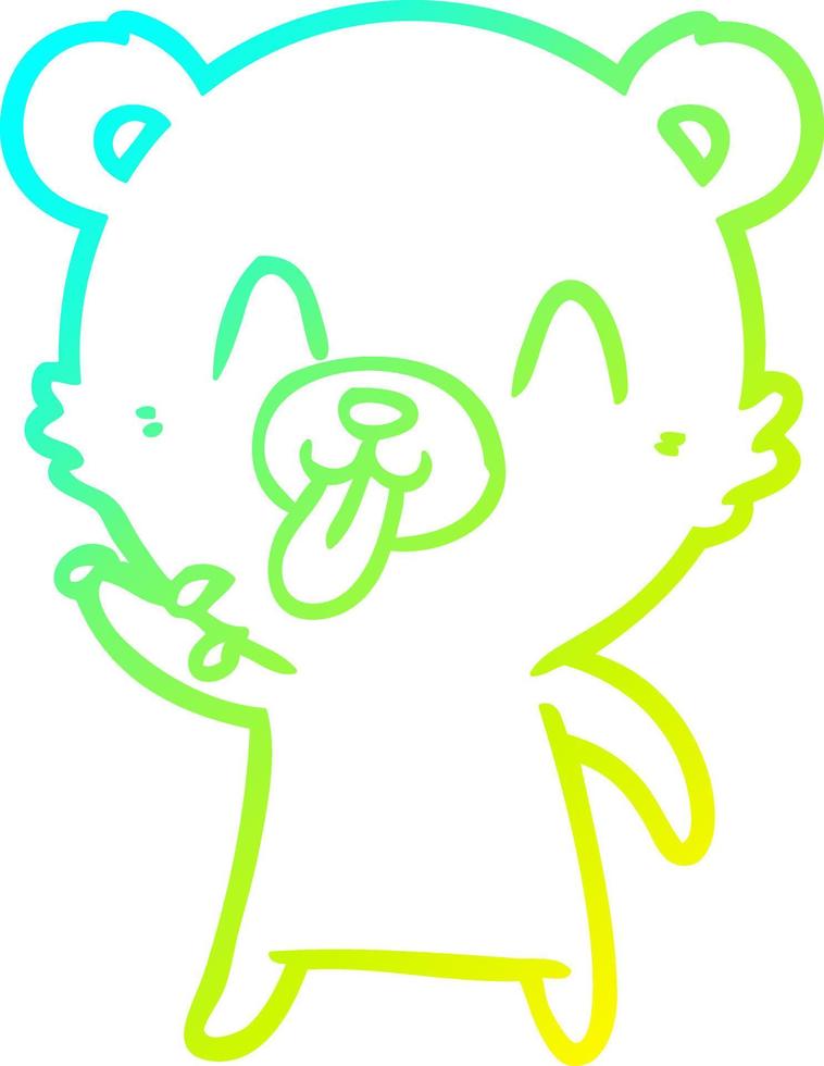 cold gradient line drawing rude cartoon bear vector