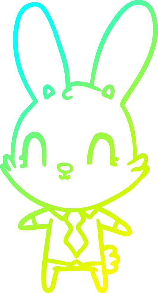 cold gradient line drawing cute cartoon rabbit in shirt and tie vector
