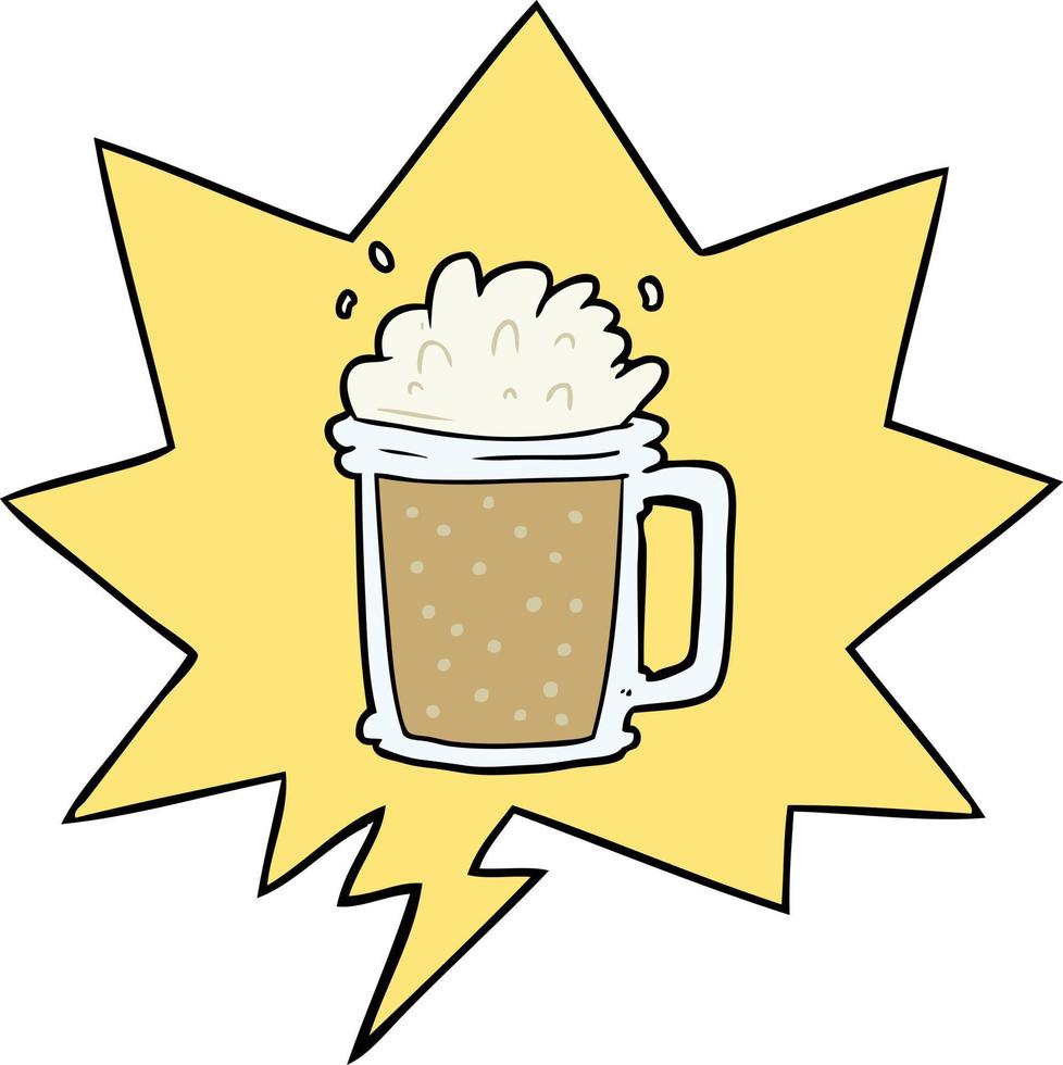 cartoon pint of ale and speech bubble vector