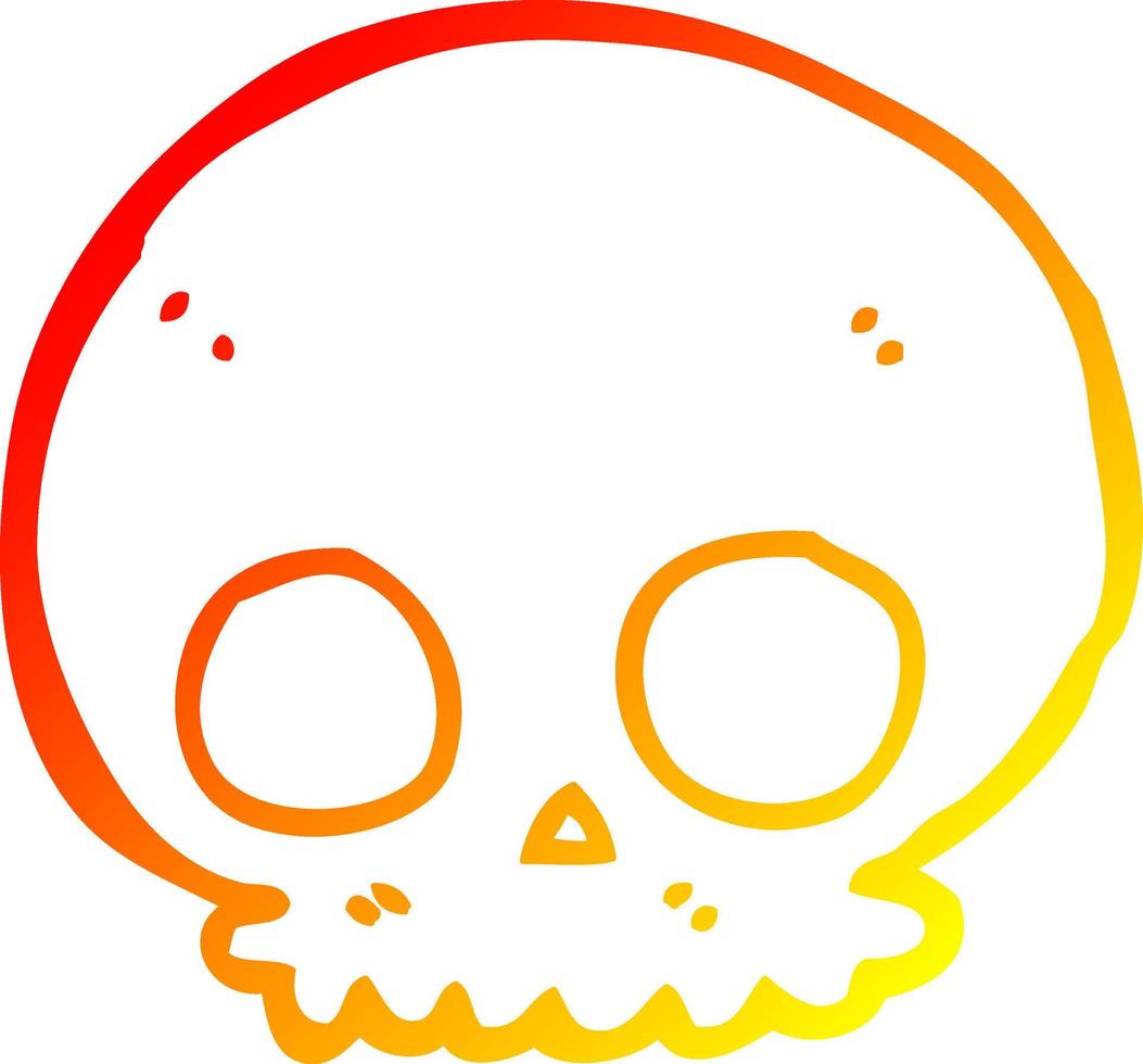 warm gradient line drawing cartoon skull vector