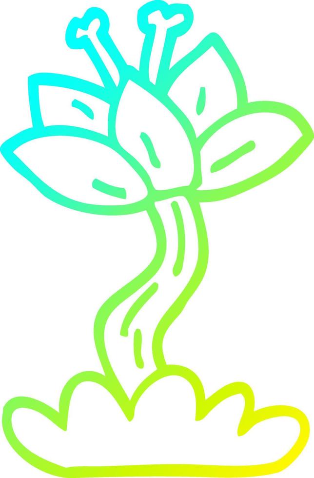 cold gradient line drawing cartoon red lilly vector