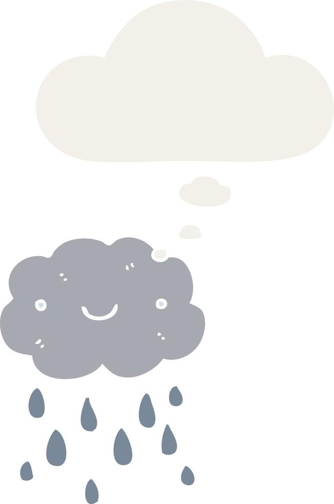 cute cartoon cloud and thought bubble in retro style vector