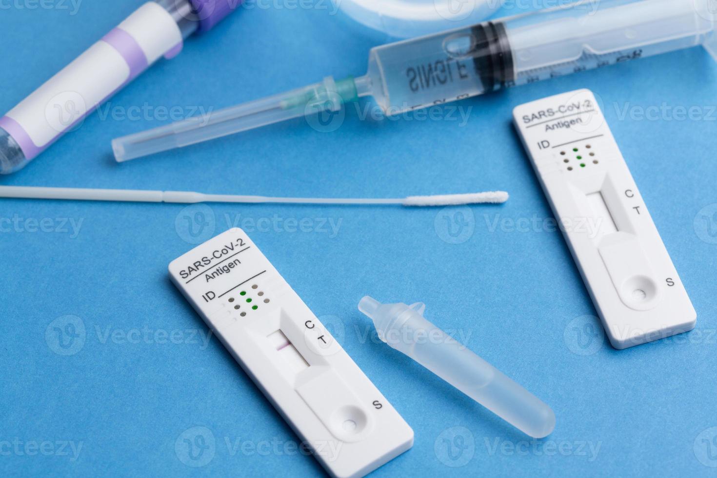 Negative test result by using rapid test device for COVID-19. photo