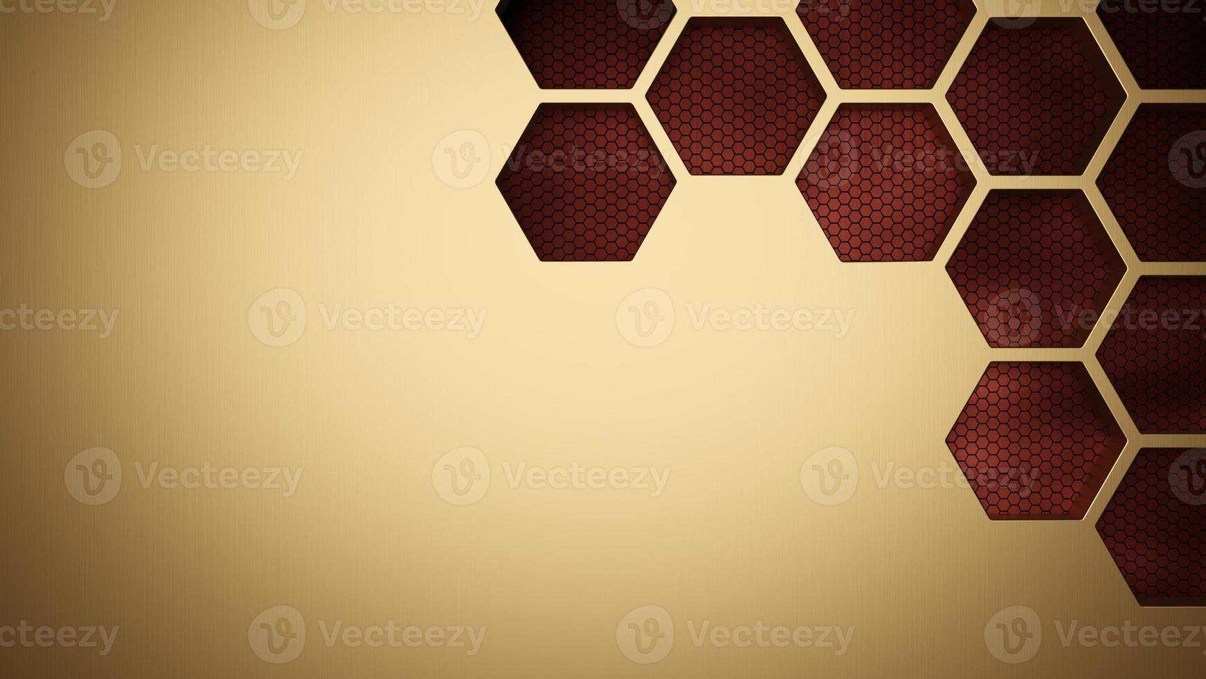 Futuristic gold hexagonal texture background. 3d rendering photo