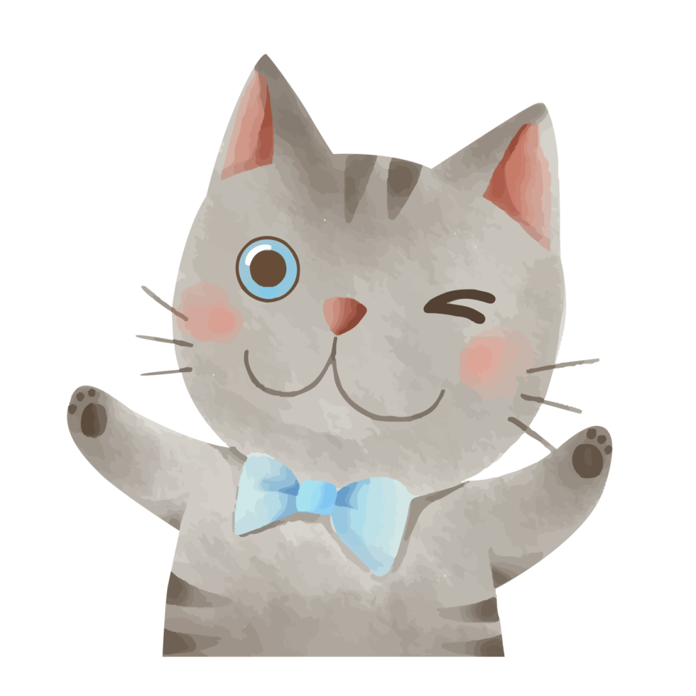 chat aquarelle kawaii téléchargement gratuit png