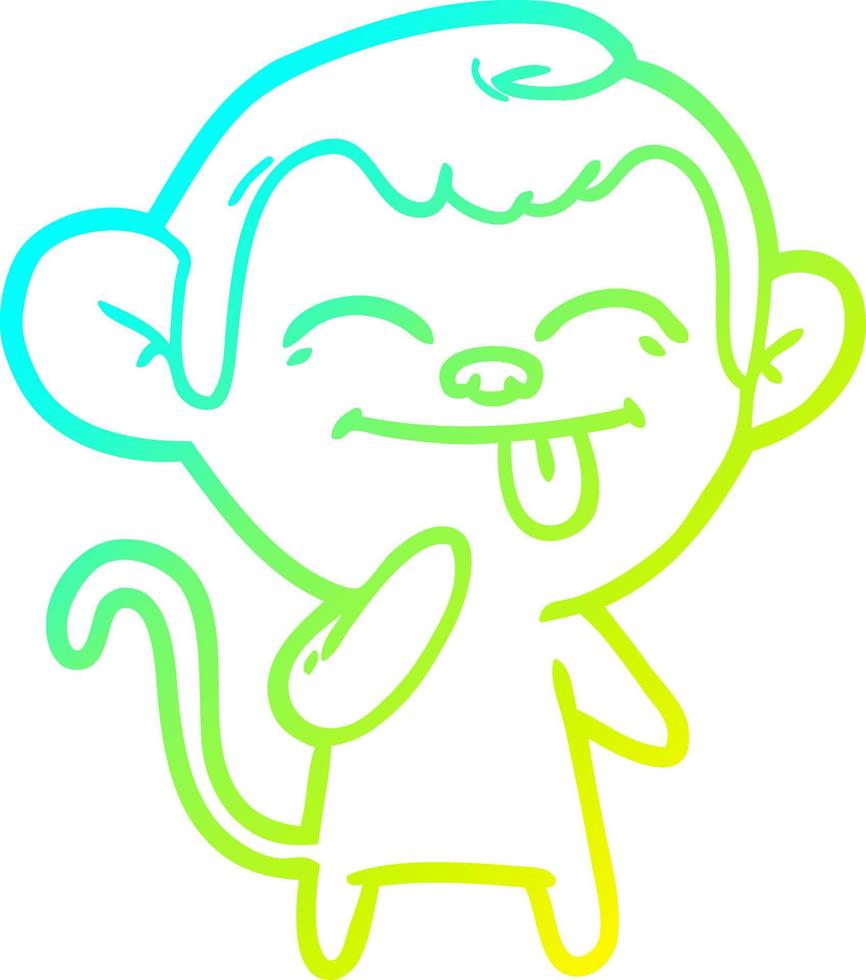 cold gradient line drawing funny cartoon monkey vector