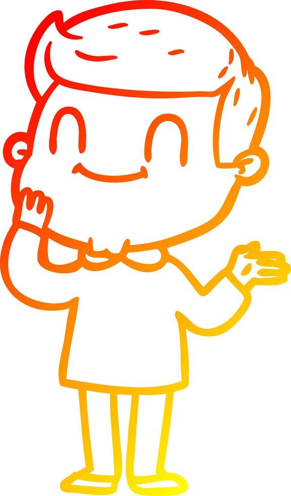 warm gradient line drawing cartoon friendly man vector