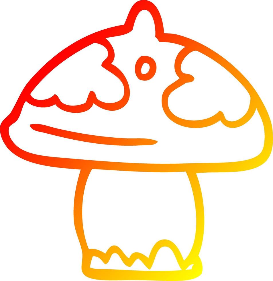 warm gradient line drawing cartoon mushroom vector