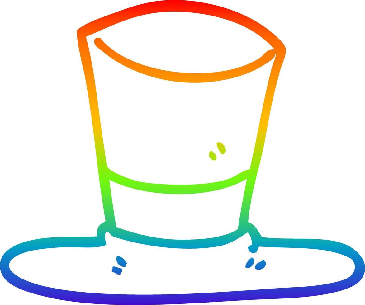 rainbow gradient line drawing cartoon top hat vector