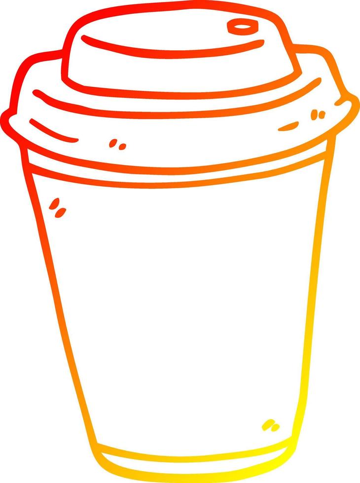 taza de café para llevar de dibujos animados de dibujo de línea de gradiente cálido vector