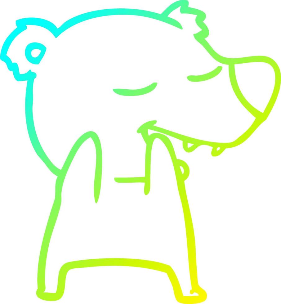 cold gradient line drawing cartoon bear vector