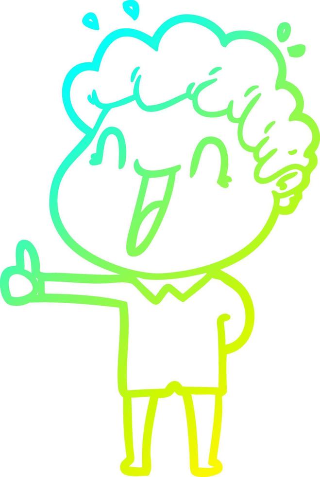 cold gradient line drawing cartoon happy man vector