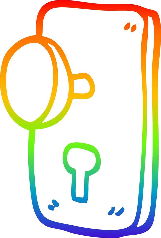 rainbow gradient line drawing cartoon door handle vector