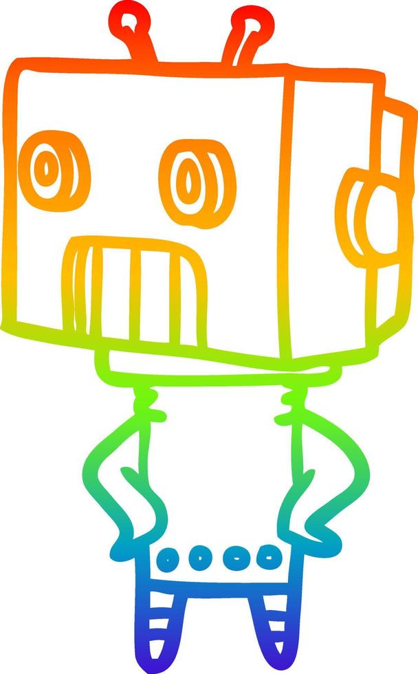 rainbow gradient line drawing cartoon robot vector