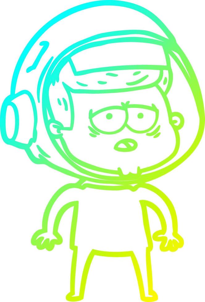 cold gradient line drawing cartoon tired astronaut vector