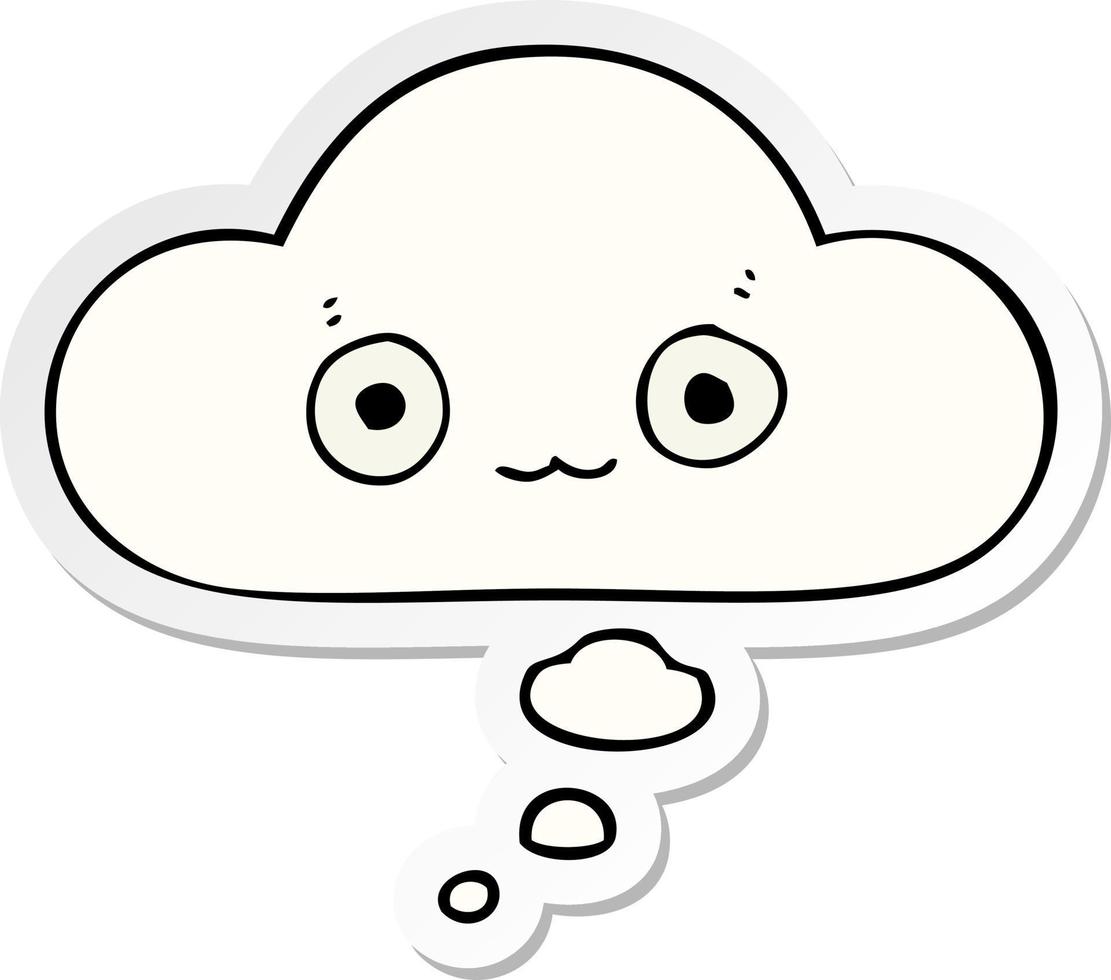 cute cartoon face and thought bubble as a printed sticker vector