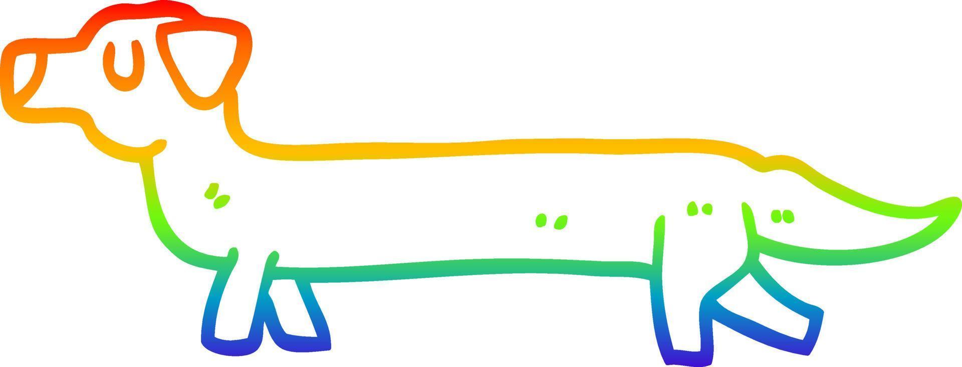 rainbow gradient line drawing cartoon dachshund vector