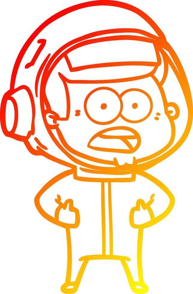warm gradient line drawing cartoon surprised astronaut vector