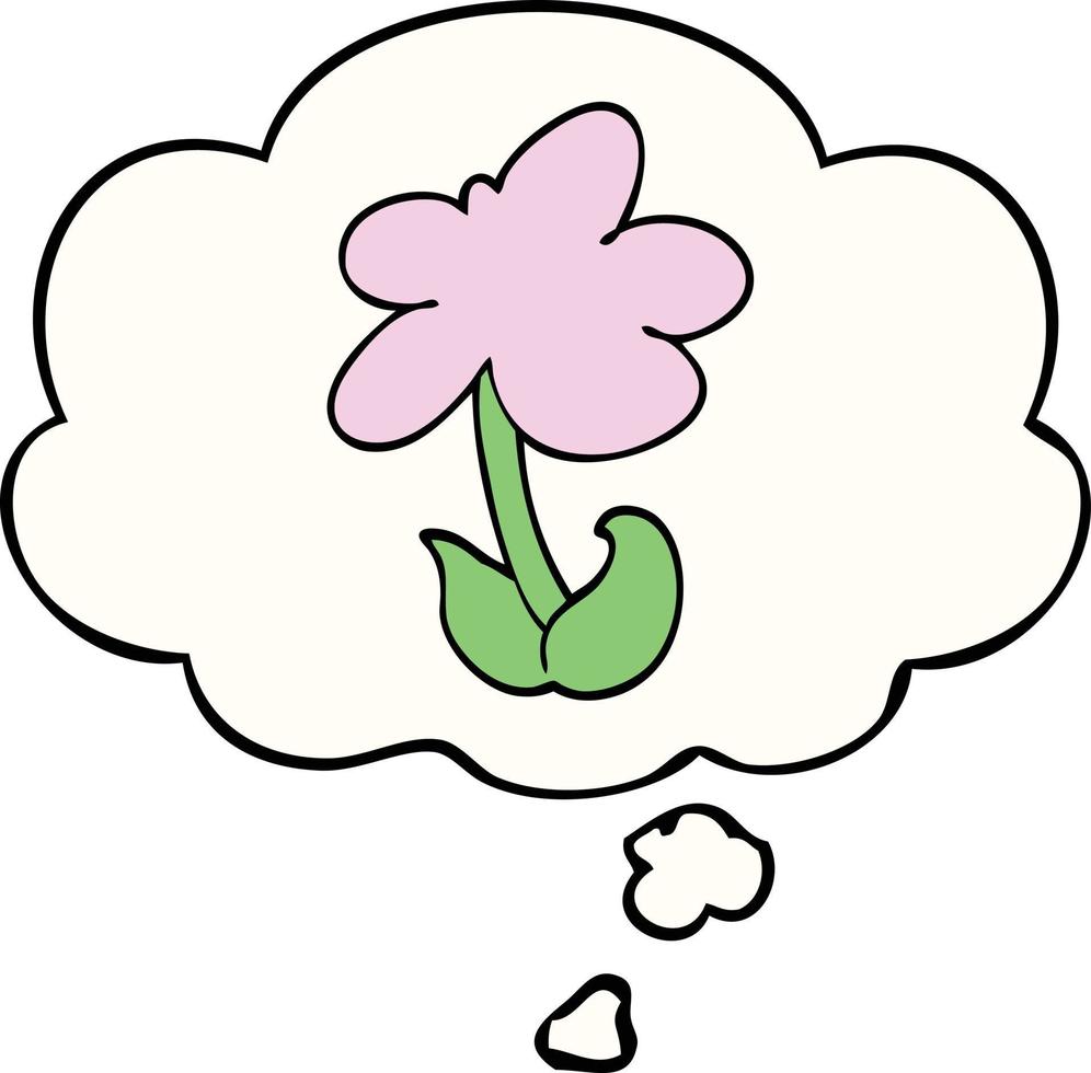 cute cartoon flower and thought bubble vector