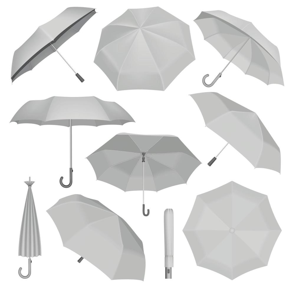 Umbrella mockup set, realistic style vector