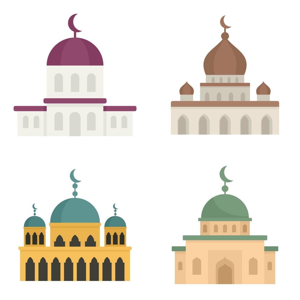 conjunto de iconos de mezquita vector plano aislado