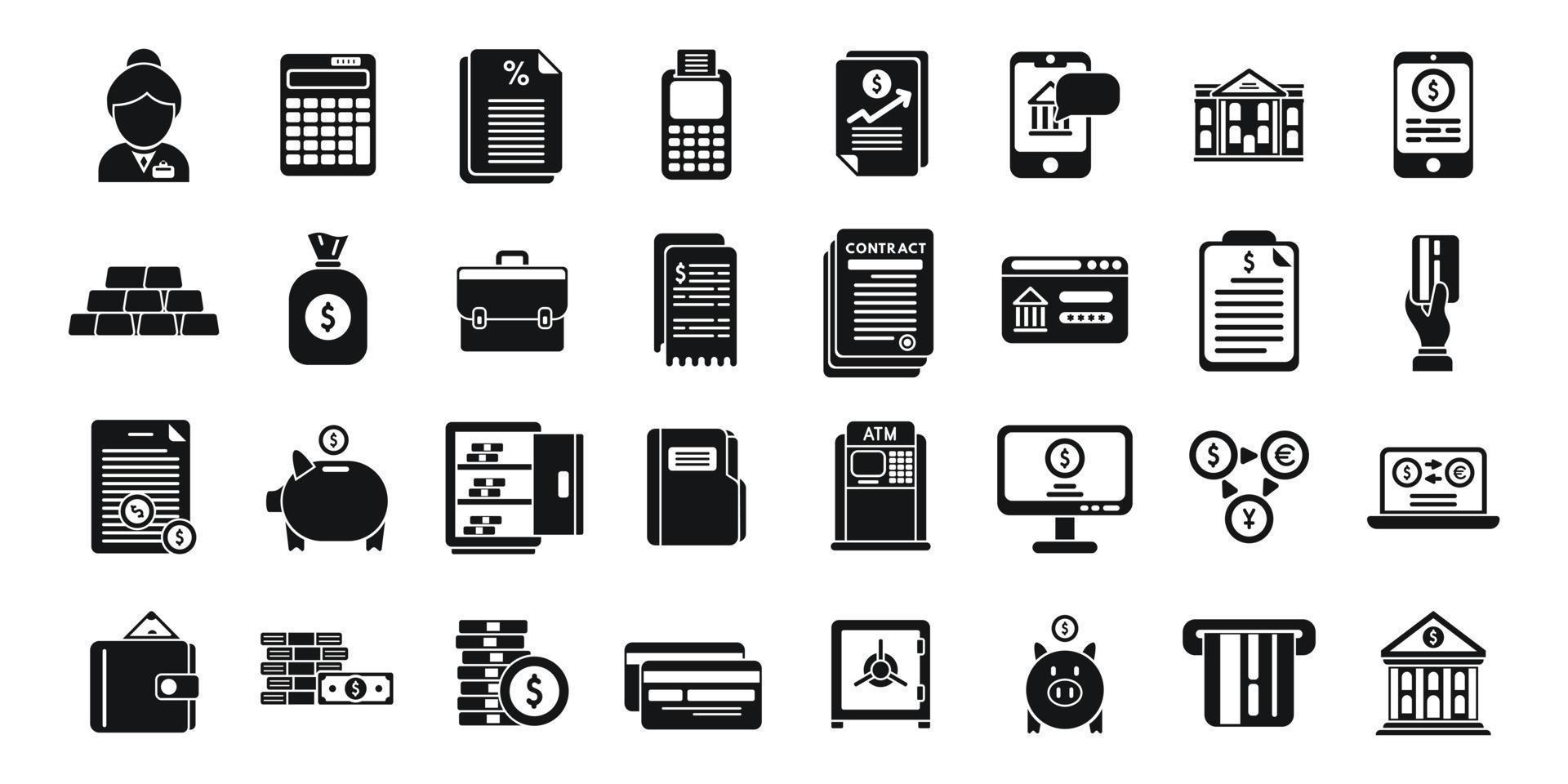 Bank icons set simple vector. Online digital vector