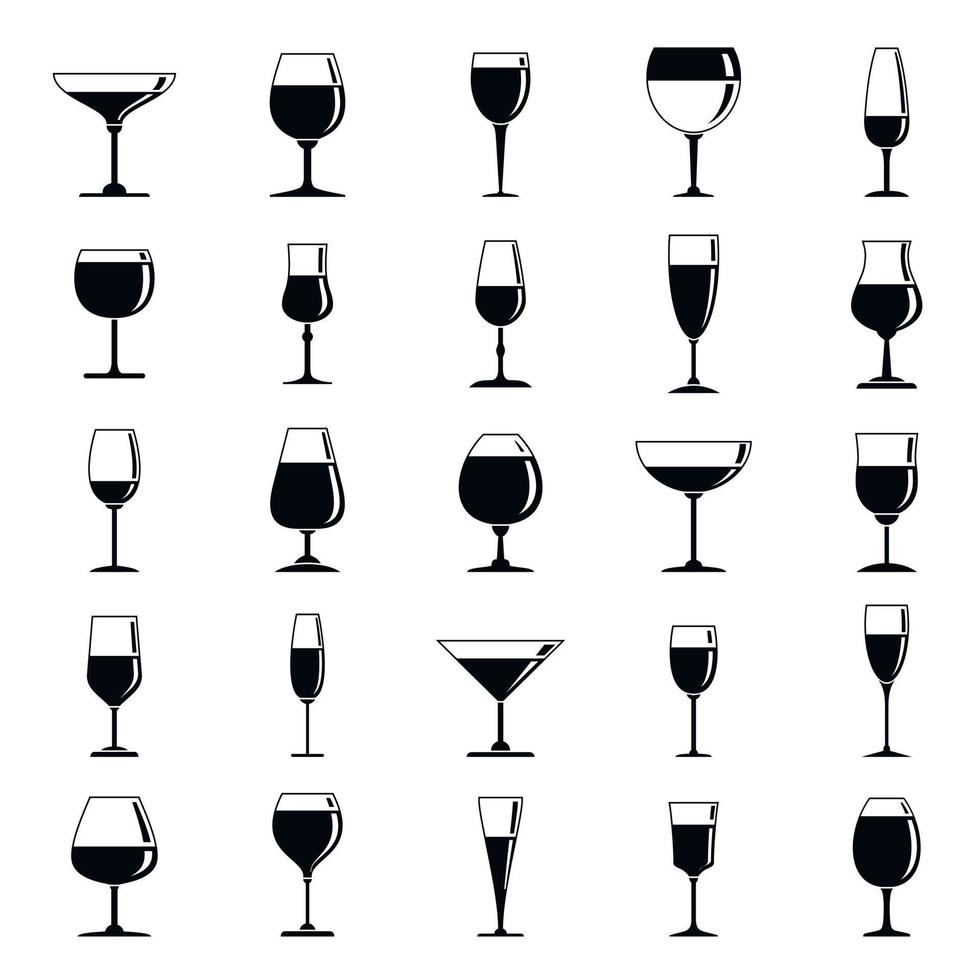 Wineglass icons set, simple style vector