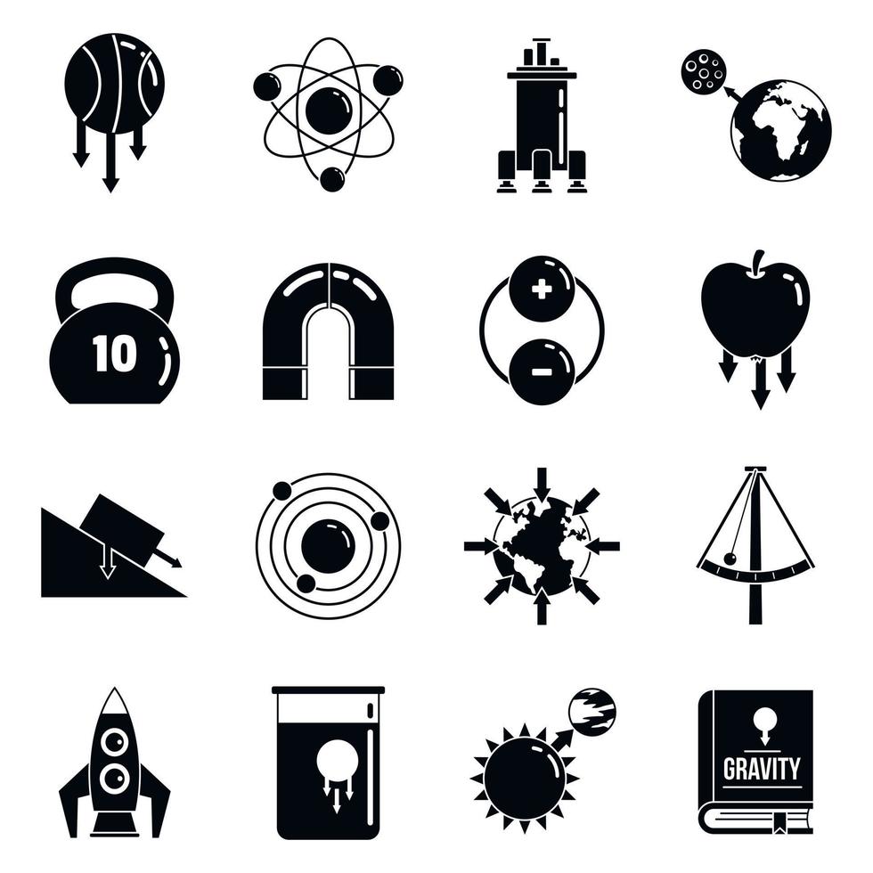 Nature gravity icons set, simple style vector