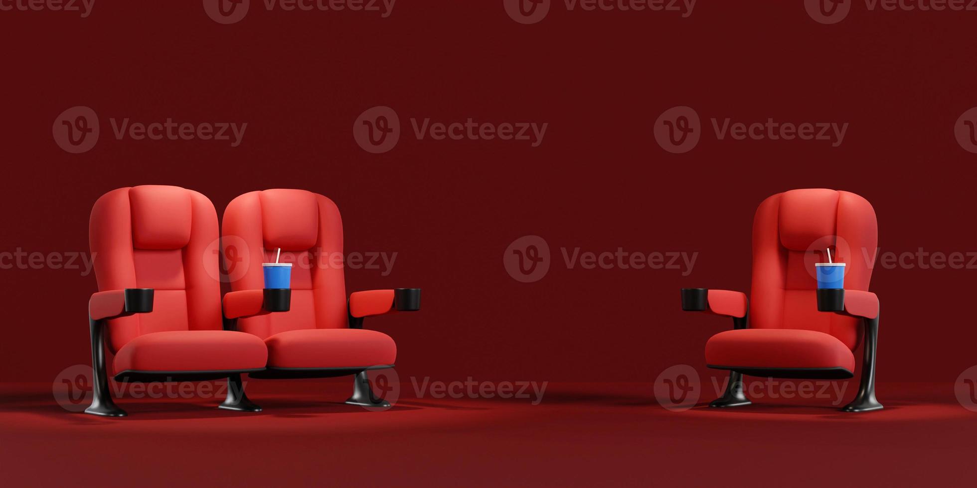 Cinema movie background concept. Cinema seat watch movie concept with copy space. 3D rendering photo
