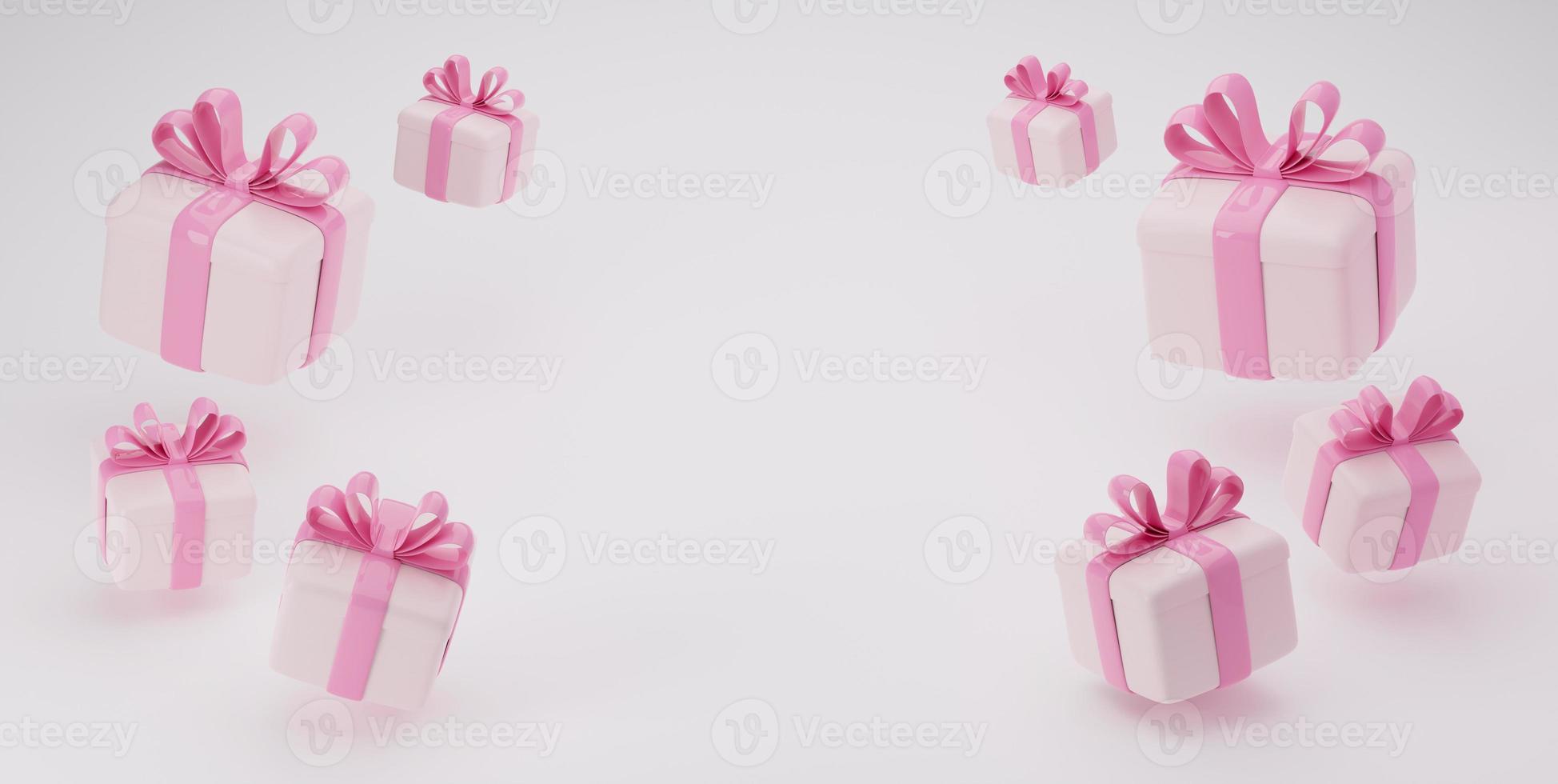 square empty gift box on white background with copy space. 3D Rendering photo