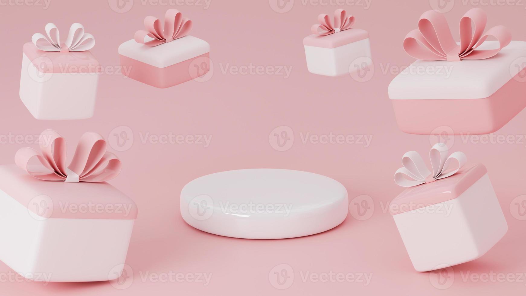 square empty gift box on pink background with copy space. 3D Rendering photo