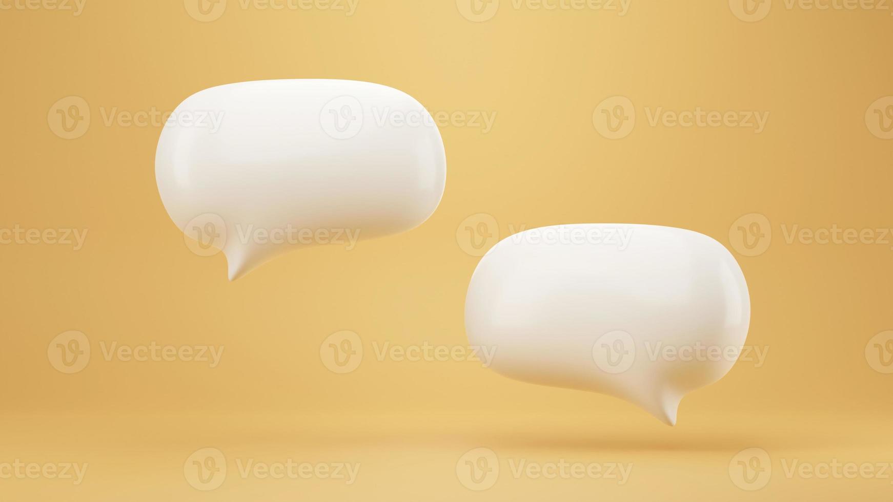burbuja de habla de chat blanco hablando. representación 3d foto