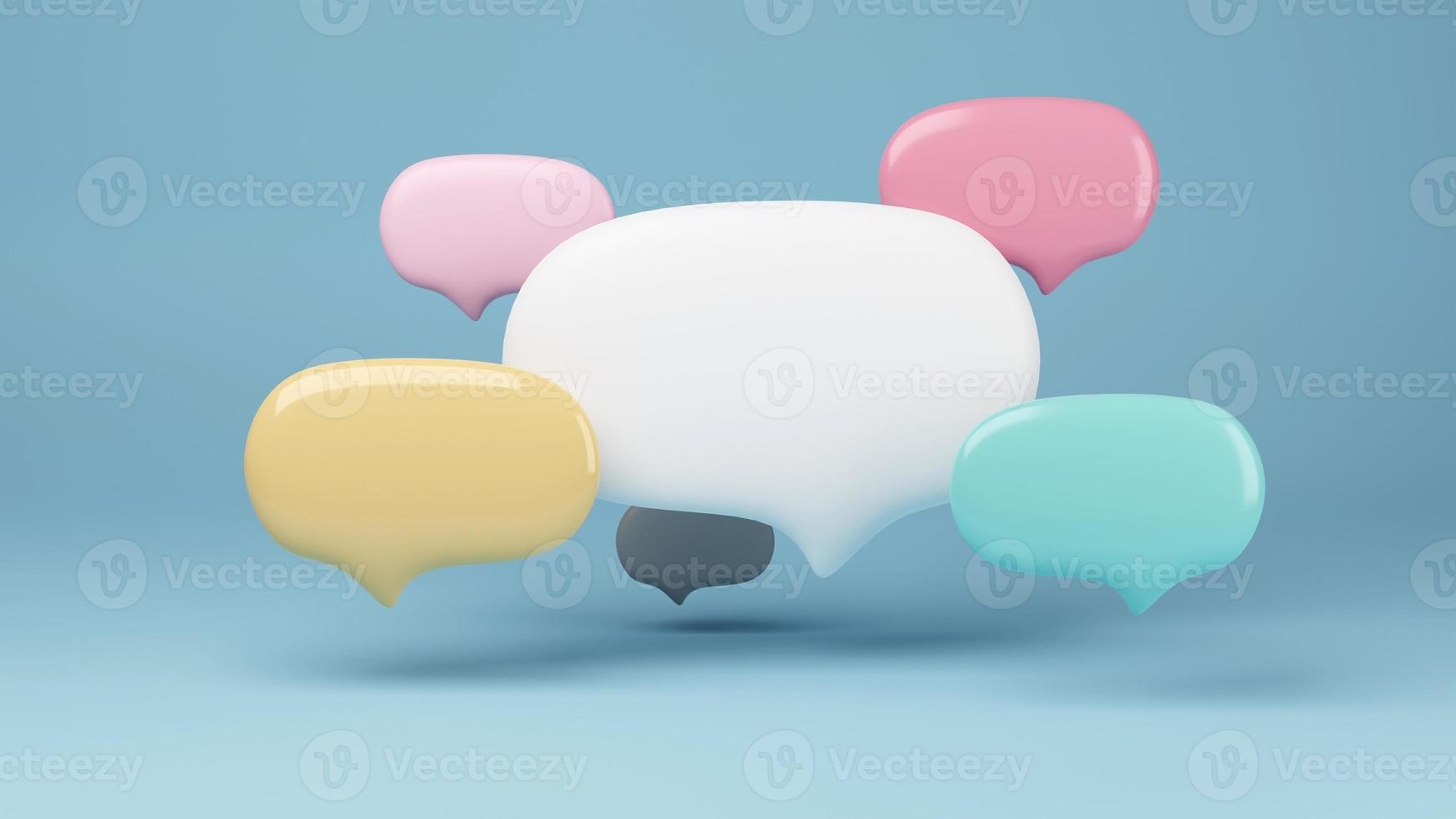 Colorful speech bubble. Crew talking concept. 3D Rendering photo