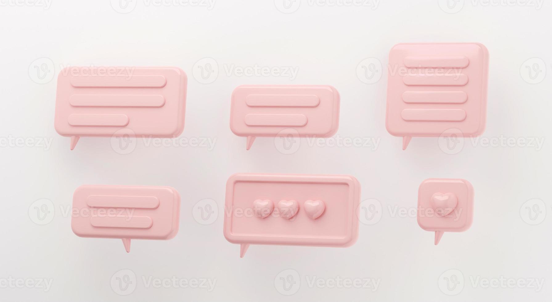 Set of 3d speak bubble. Chatting box, message box. 3D Rendering photo