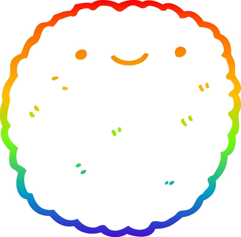 rainbow gradient line drawing cartoon biscuit vector