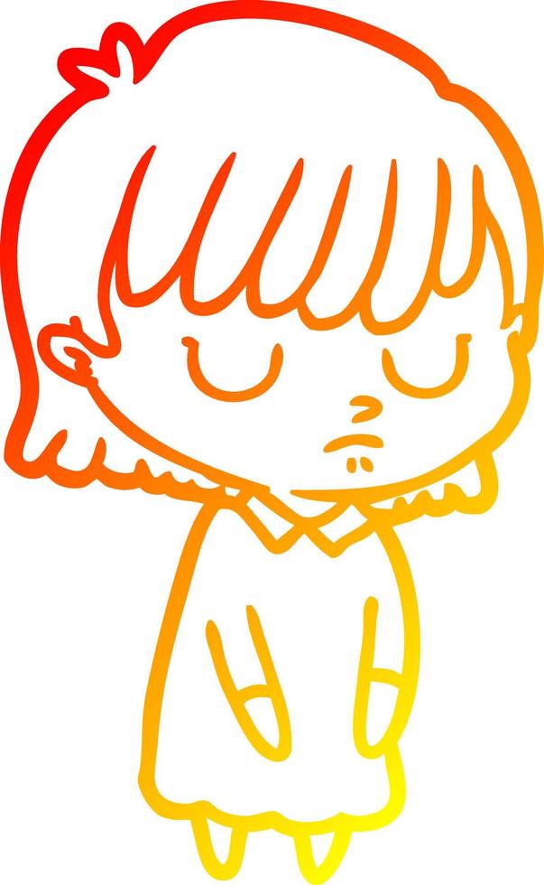 warm gradient line drawing cartoon woman vector