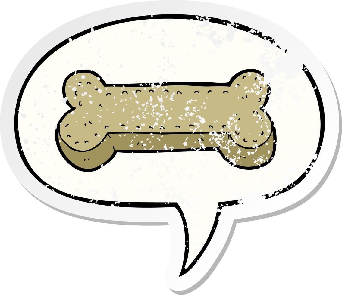 cartoon dog biscuit and speech bubble distressed sticker vector