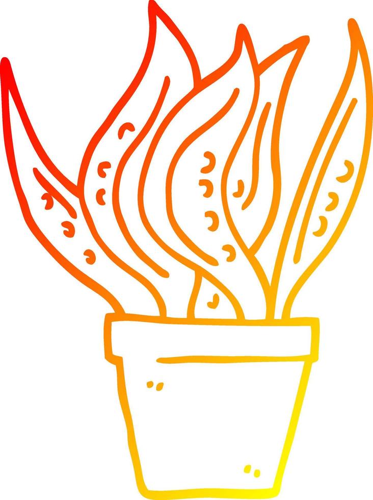 warm gradient line drawing cartoon house plant vector