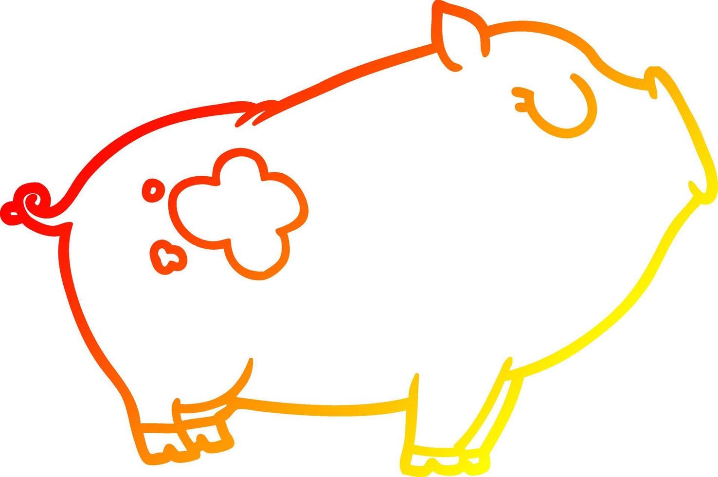 warm gradient line drawing cartoon pig vector