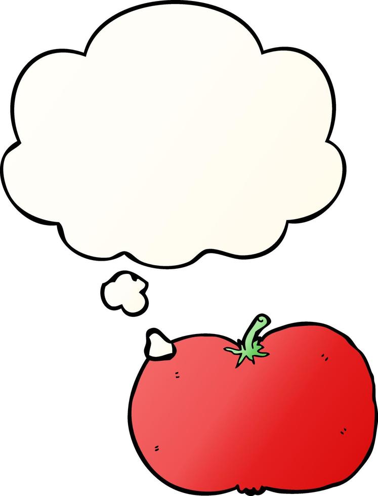 cartoon tomato and thought bubble in smooth gradient style vector