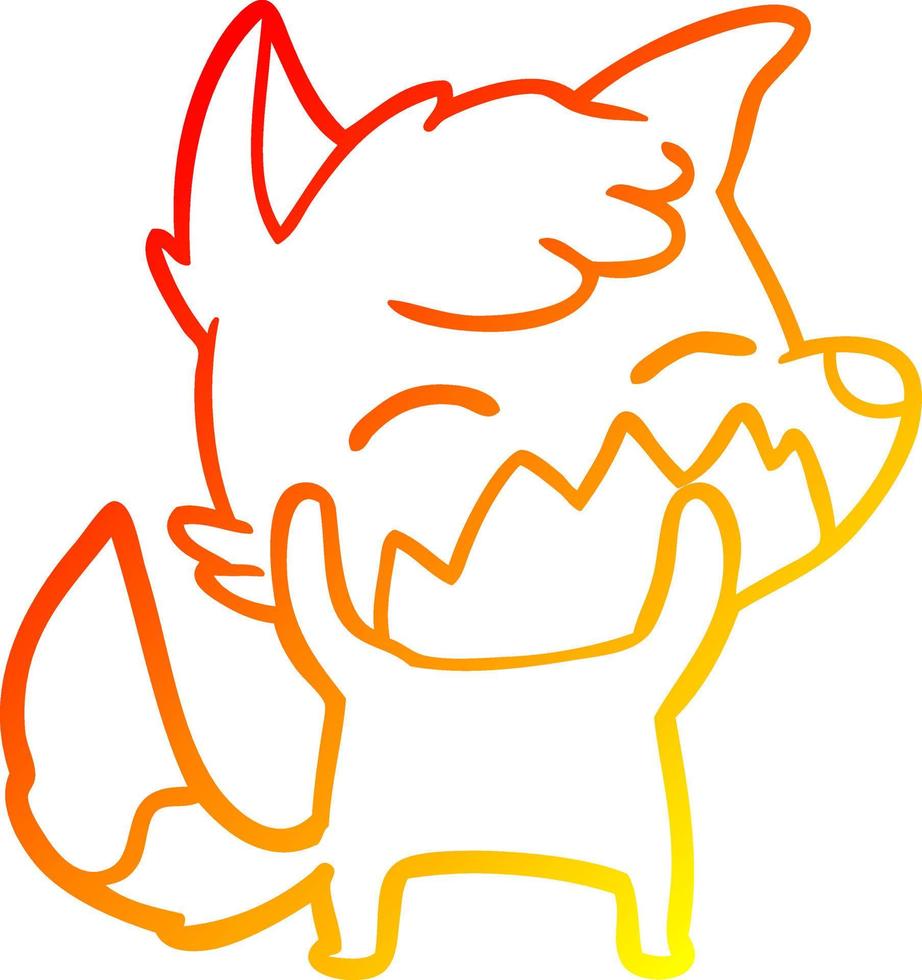 warm gradient line drawing cartoon fox vector