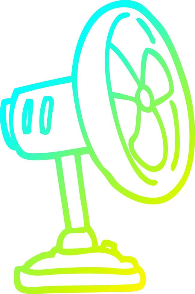 cold gradient line drawing cartoon desktop fan vector