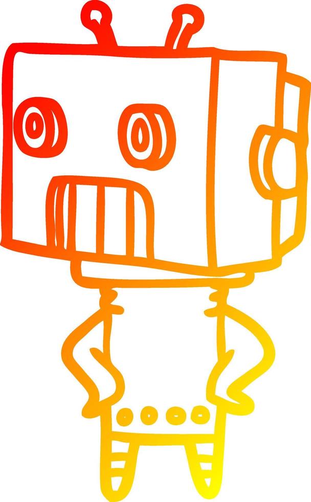 warm gradient line drawing cartoon robot vector