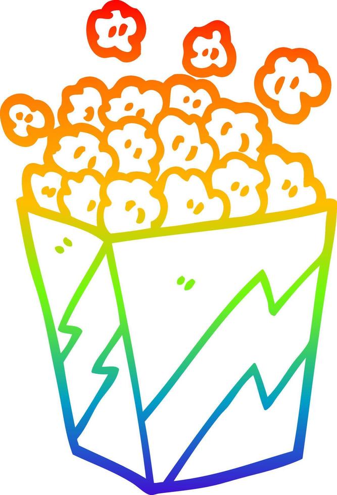 rainbow gradient line drawing cartoon popcorn vector