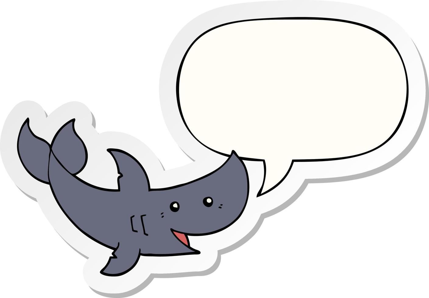 cartoon shark and speech bubble sticker vector