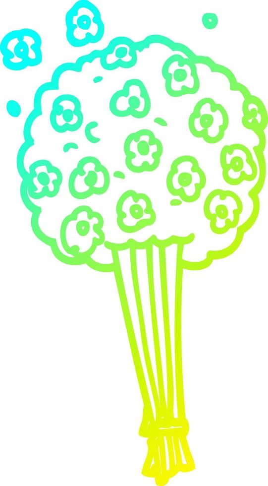 cold gradient line drawing cartoon bunch of flowers vector