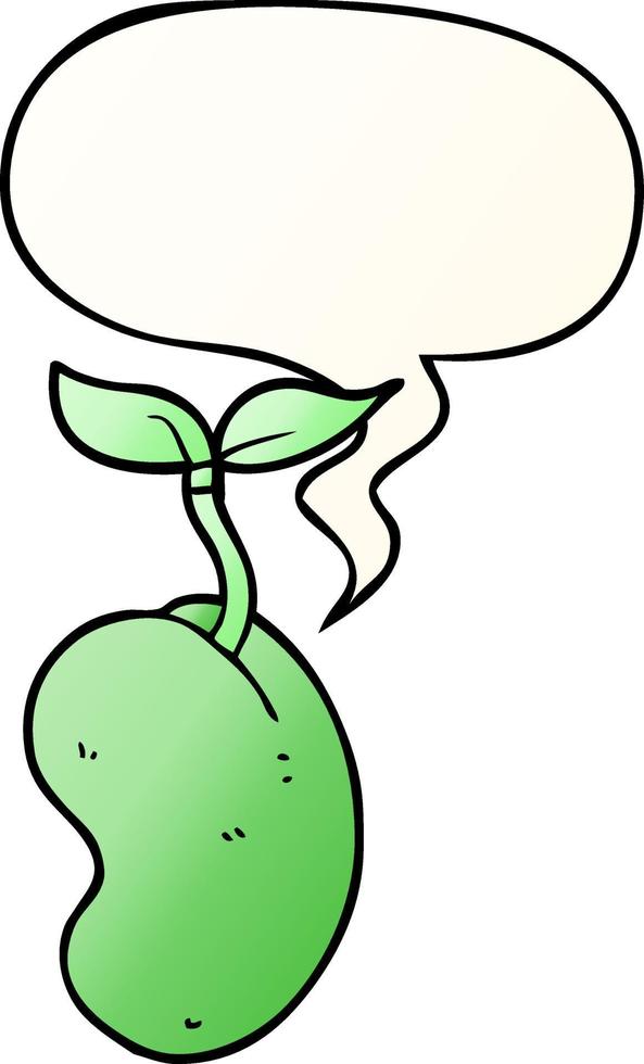 cartoon sprouting seed and speech bubble in smooth gradient style vector