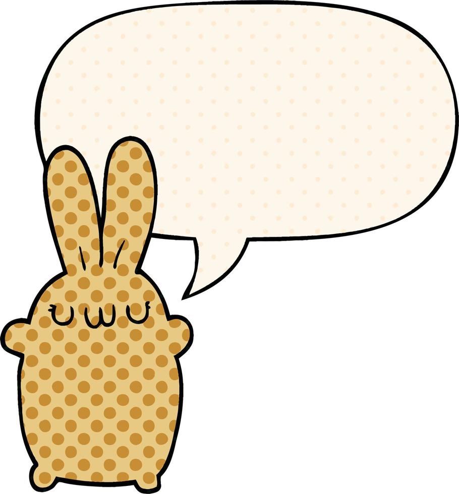 cartoon rabbit and speech bubble in comic book style vector